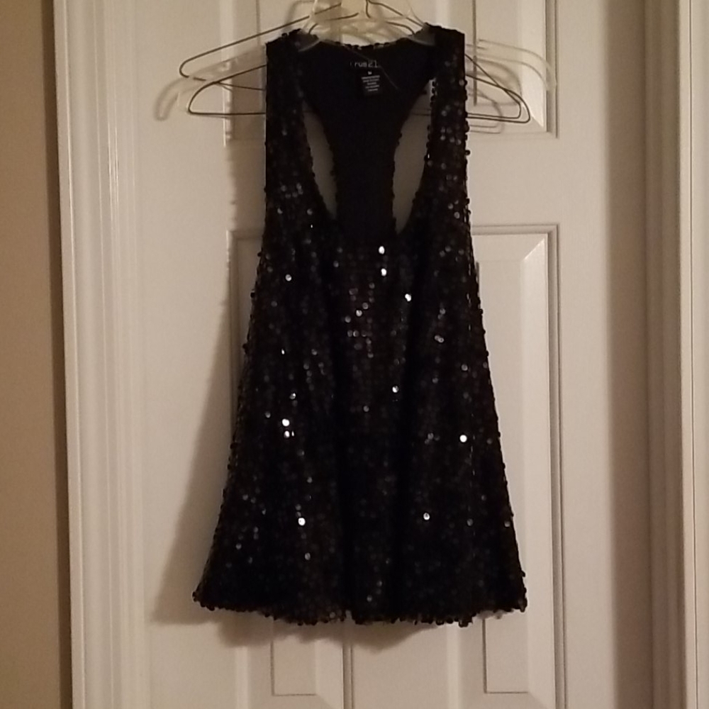 Black sequin tank